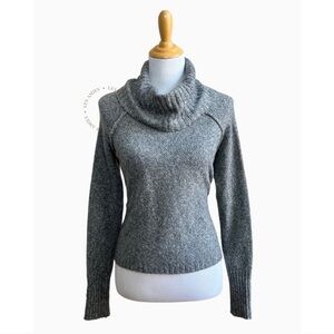 Pink Rose Cowl Neck Raglan Sleeves Double Stitch Heather Grey Cropped Sweater S